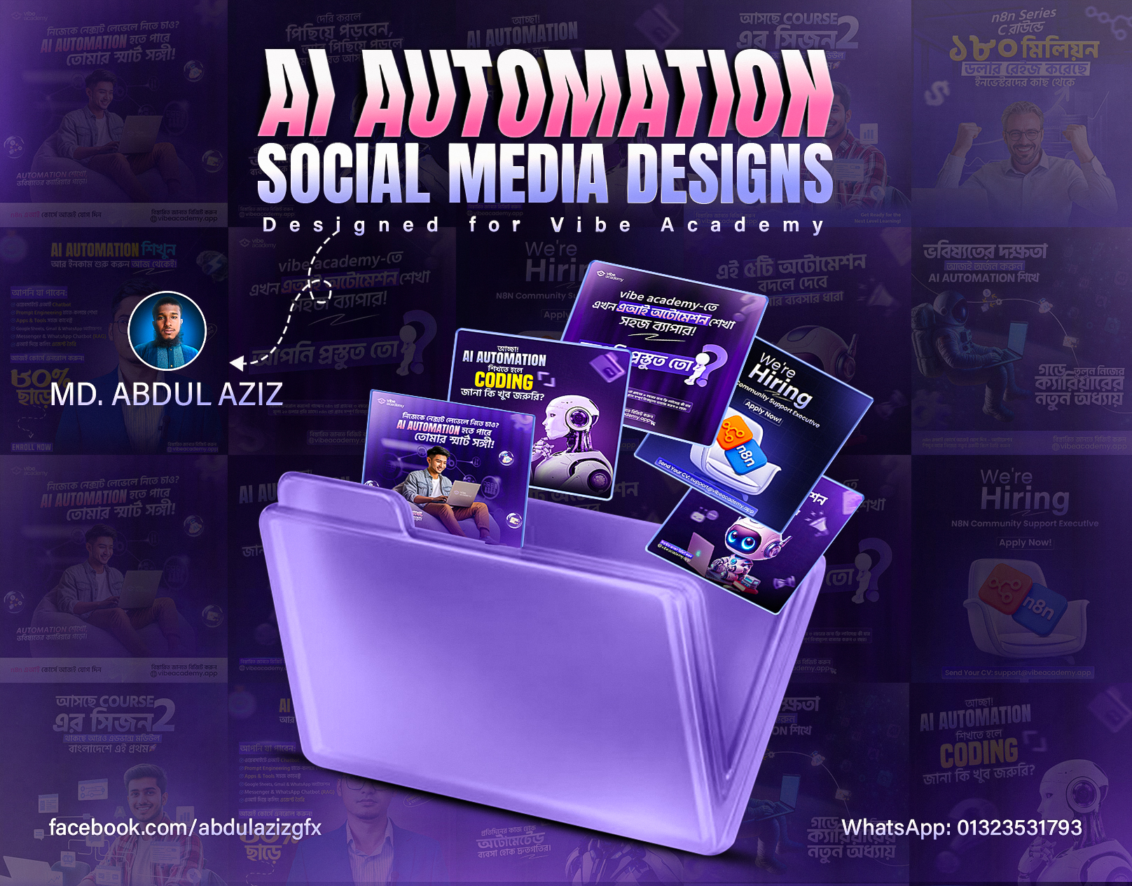 AI Automation Social Media Designs for Vibe Academy