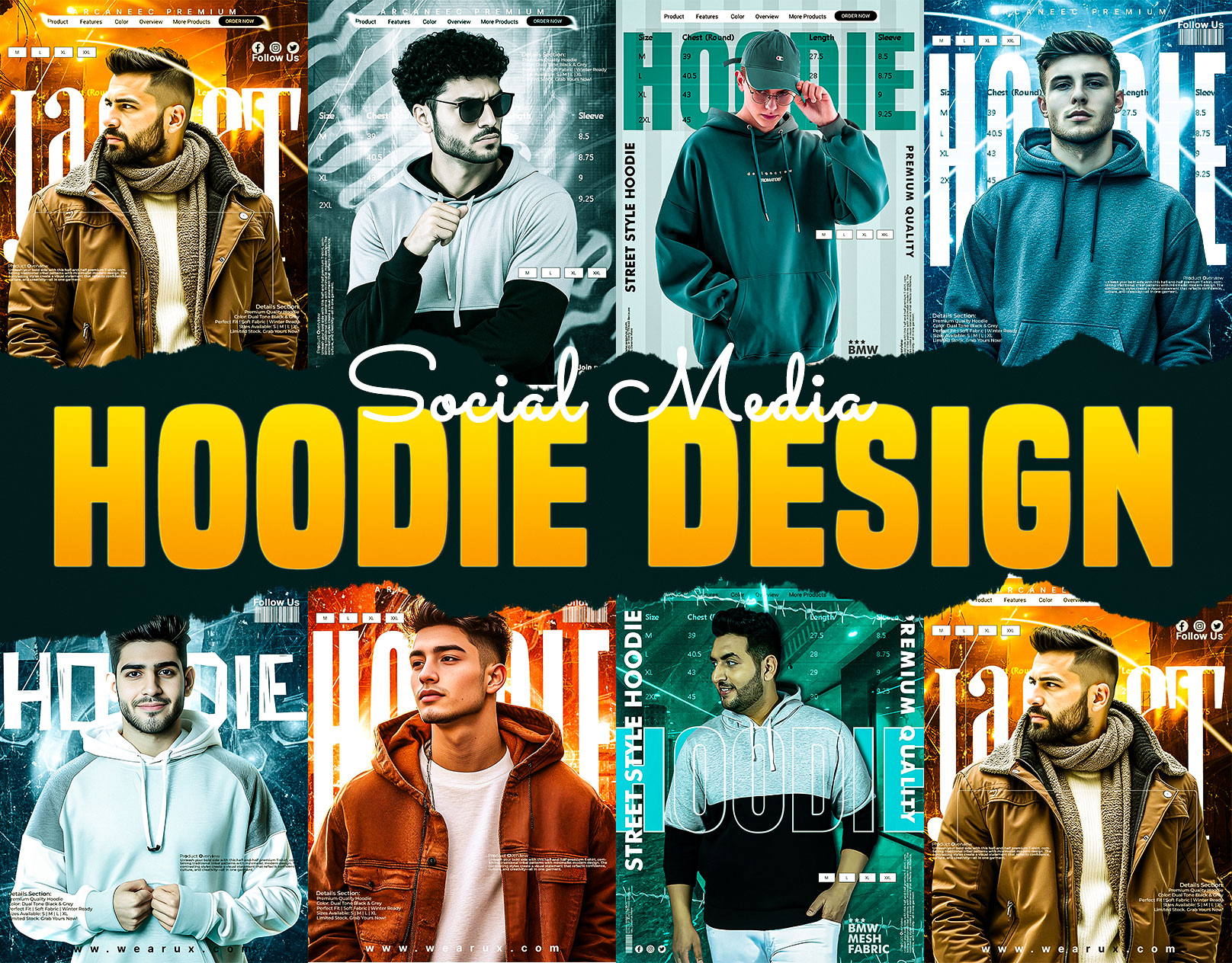 Social Media Hoodie Poster Design For Ads